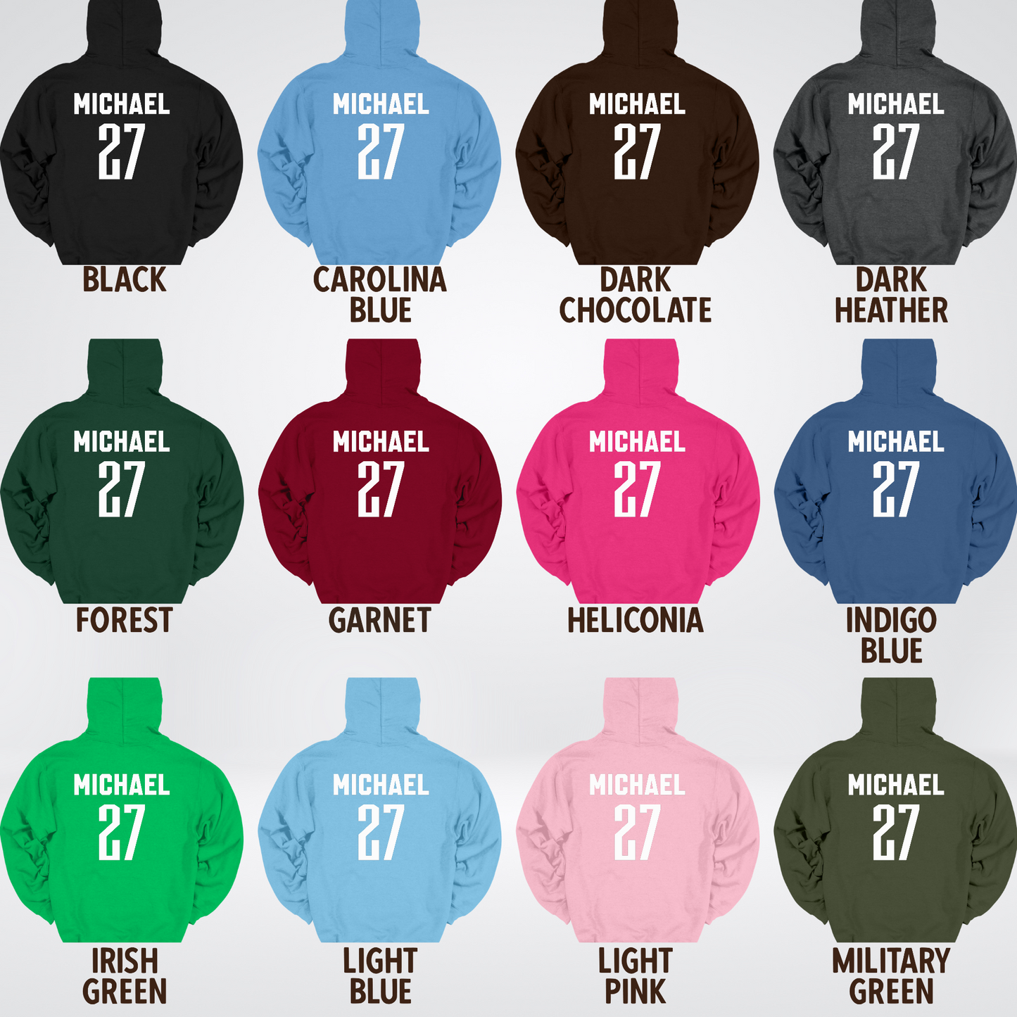 Custom Mascot, Number, & Name – Gray - Football Design 15 Hoodie