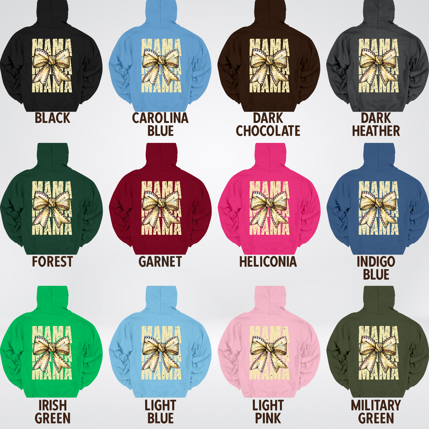 Custom Name Baseball Softball Mama Coquette Hoodie