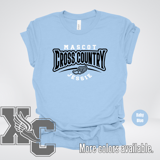 Custom Mascot & Name – Black – Cross Country Design 03 T-Shirt