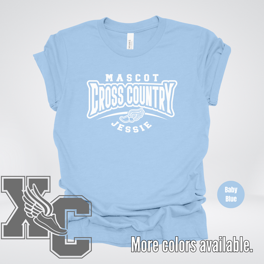 Custom Mascot & Name – White – Cross Country Design 02 T-Shirt