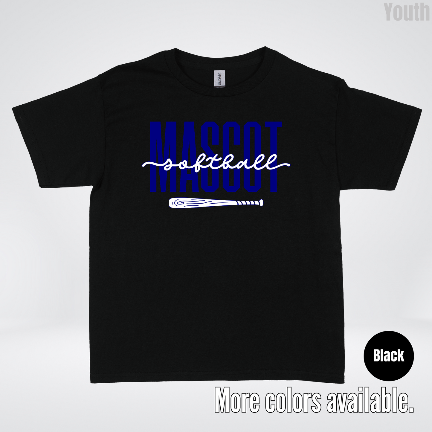 Custom Mascot – Navy - Softball Design 27 Youth T-Shirt