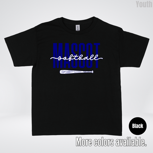 Custom Mascot – Navy - Softball Design 27 Youth T-Shirt