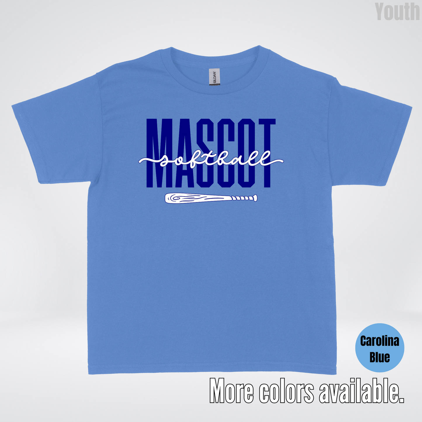 Custom Mascot – Navy - Softball Design 27 Youth T-Shirt