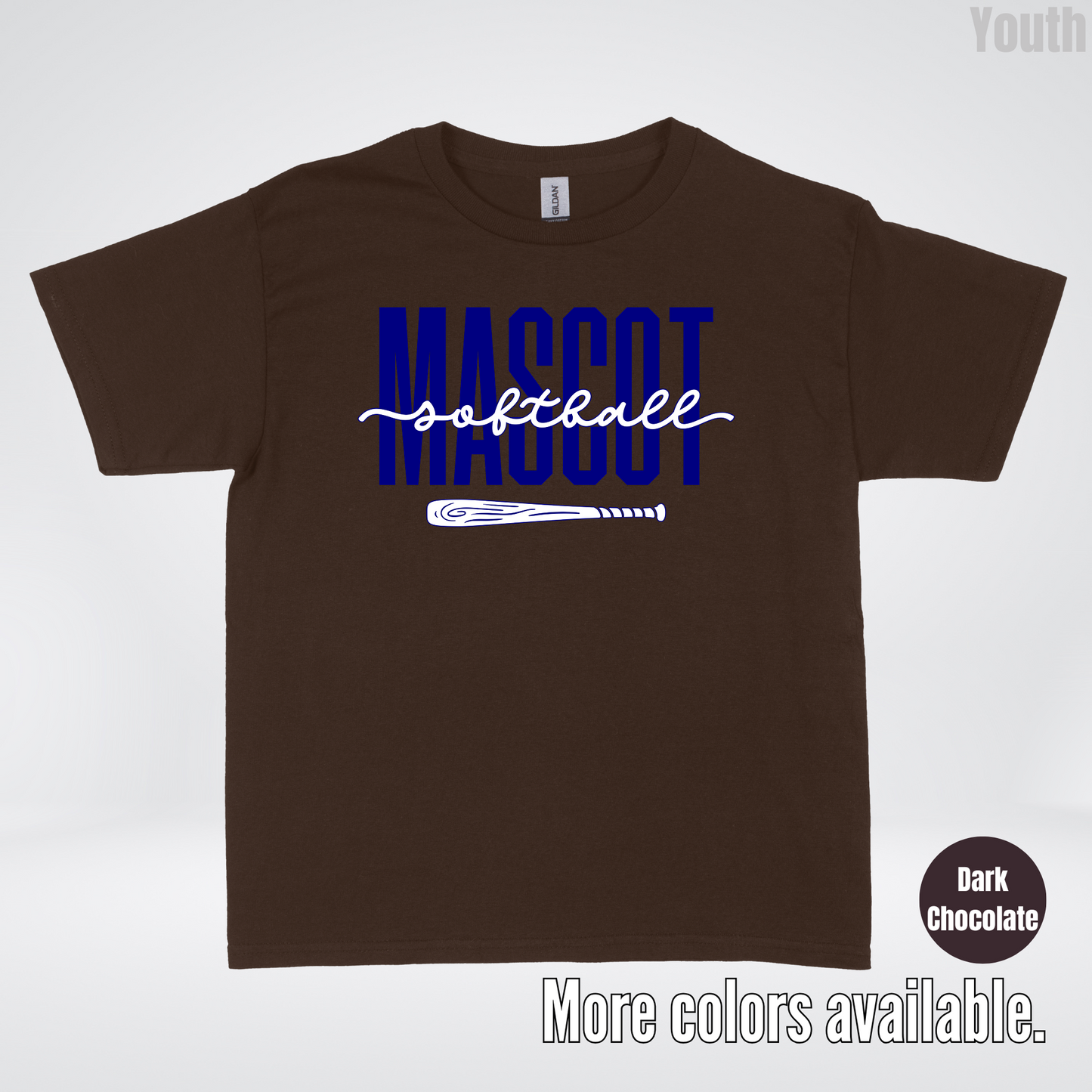 Custom Mascot – Navy - Softball Design 27 Youth T-Shirt