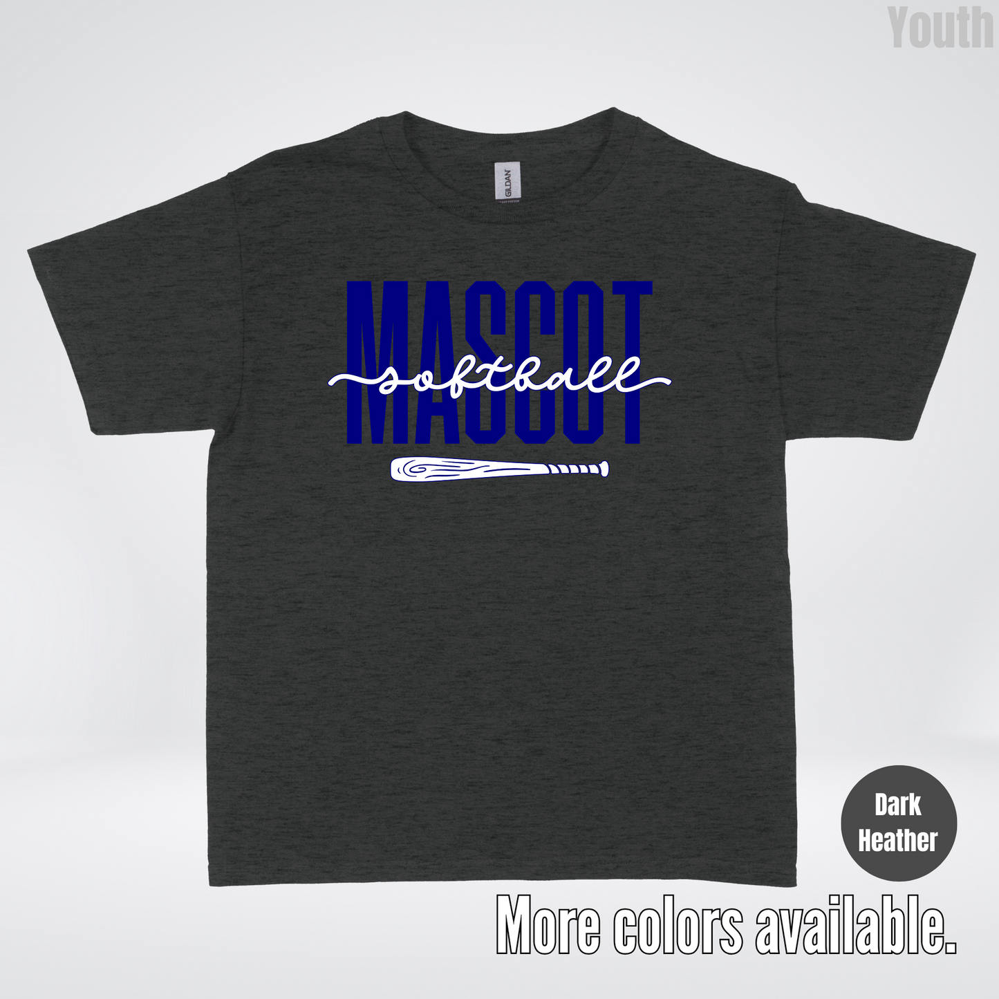 Custom Mascot – Navy - Softball Design 27 Youth T-Shirt