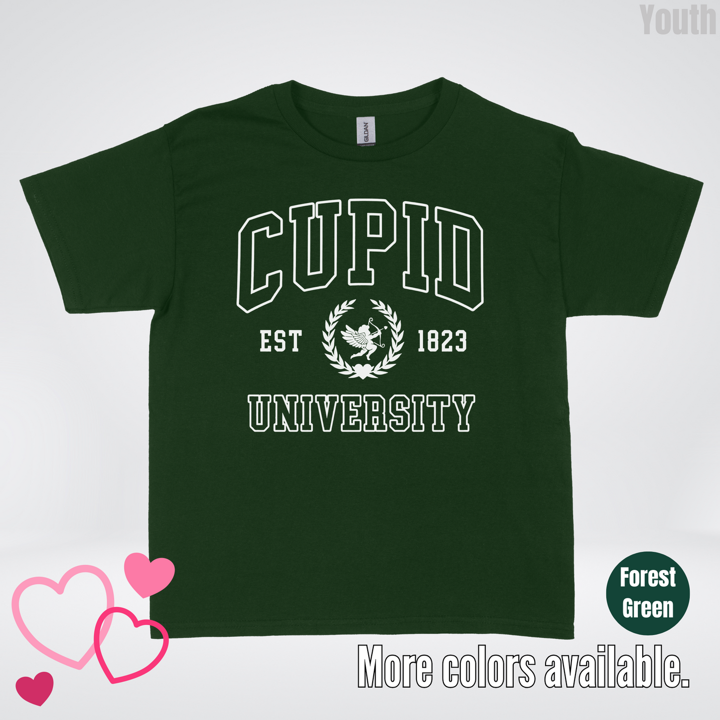 Cupid University Est 1823 White Design Youth T-Shirt