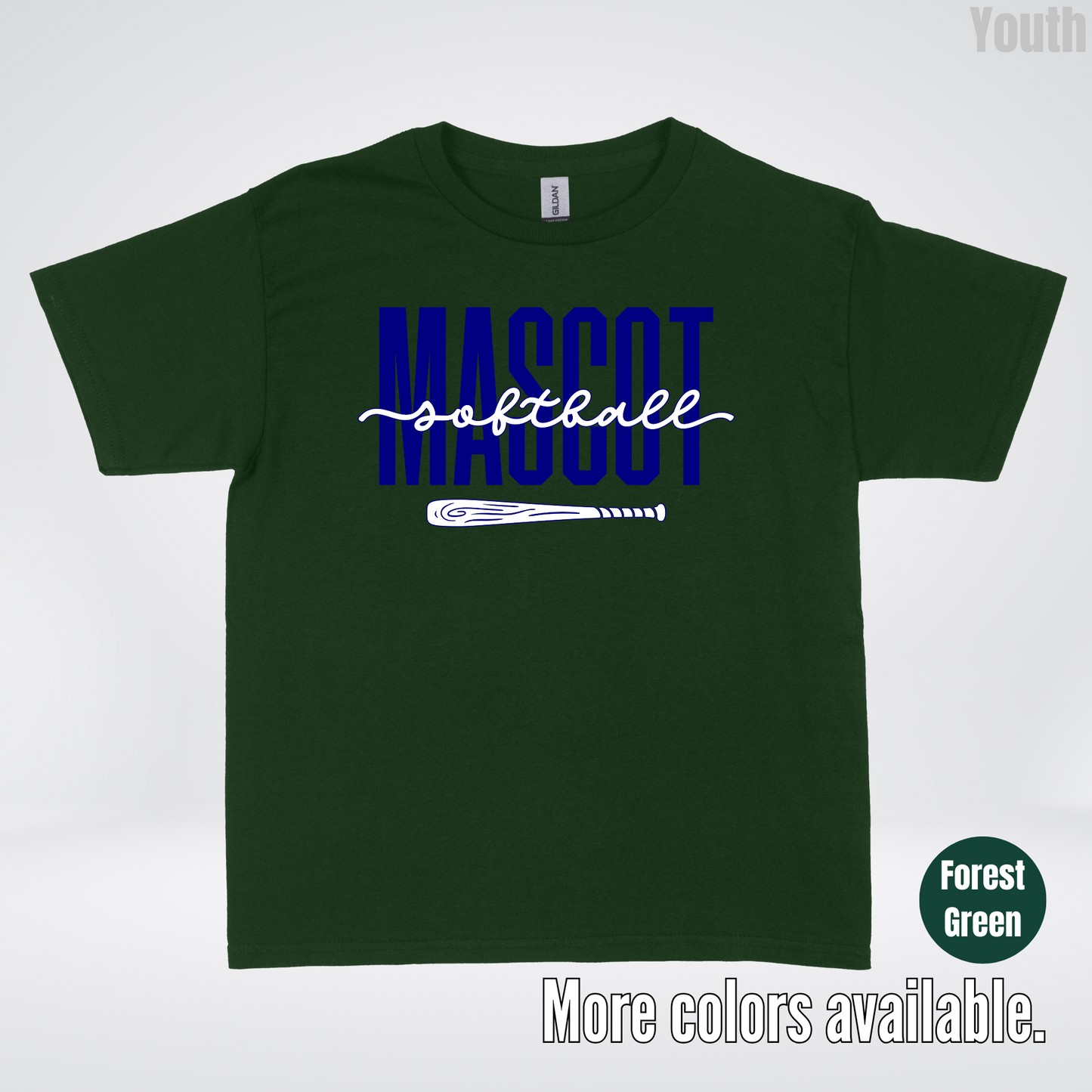 Custom Mascot – Navy - Softball Design 27 Youth T-Shirt