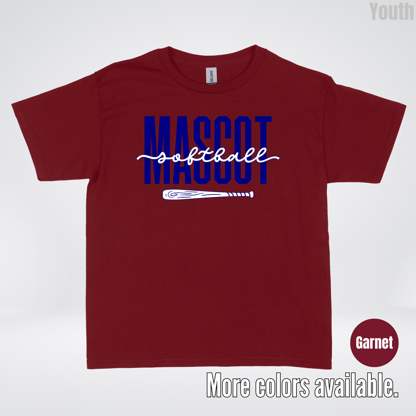 Custom Mascot – Navy - Softball Design 27 Youth T-Shirt