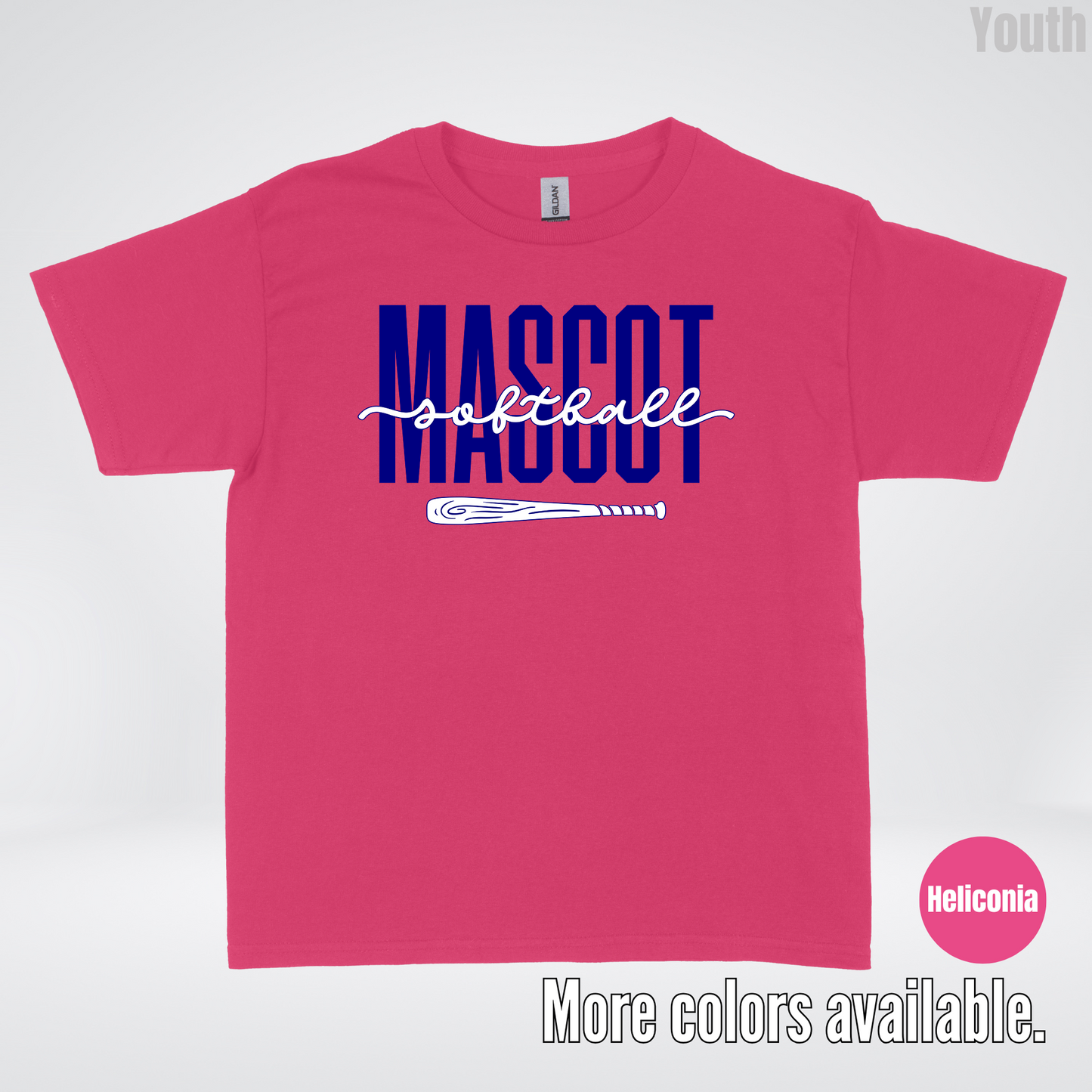 Custom Mascot – Navy - Softball Design 27 Youth T-Shirt