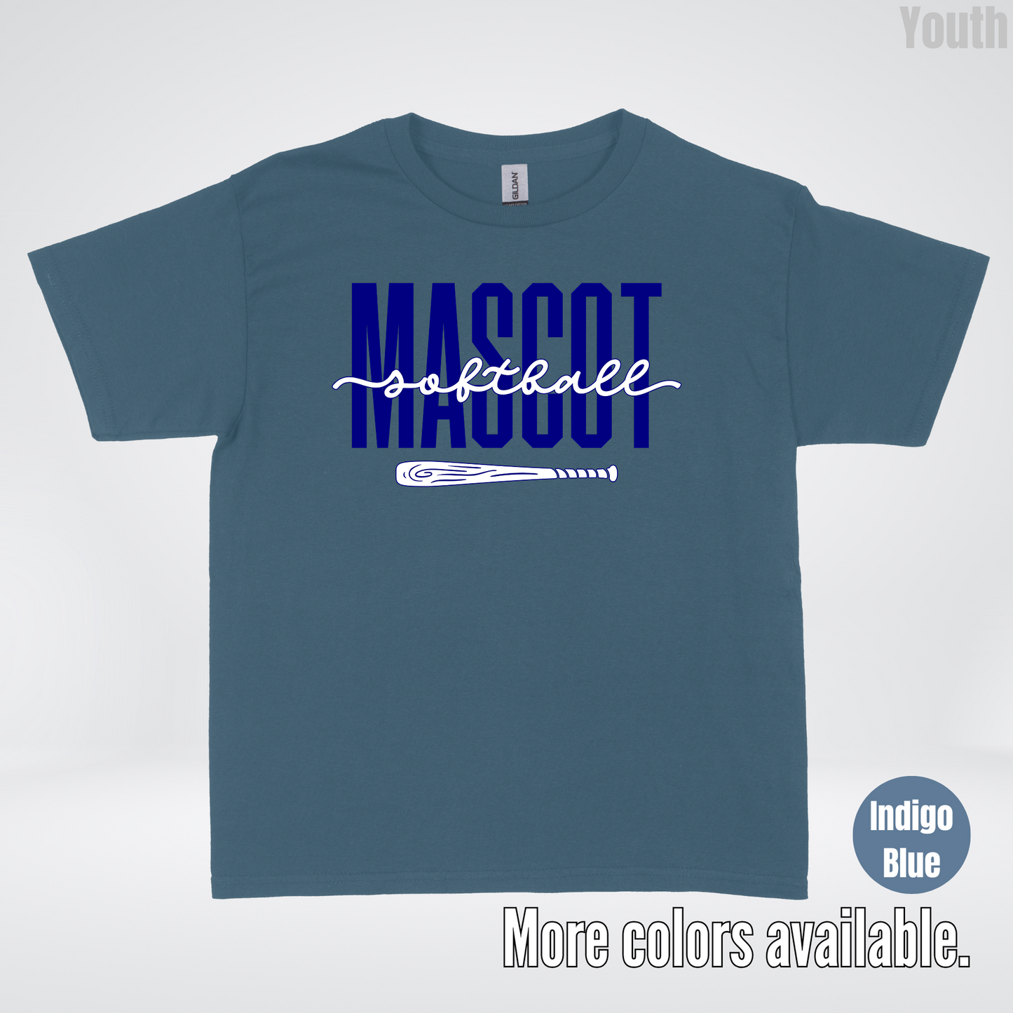 Custom Mascot – Navy - Softball Design 27 Youth T-Shirt