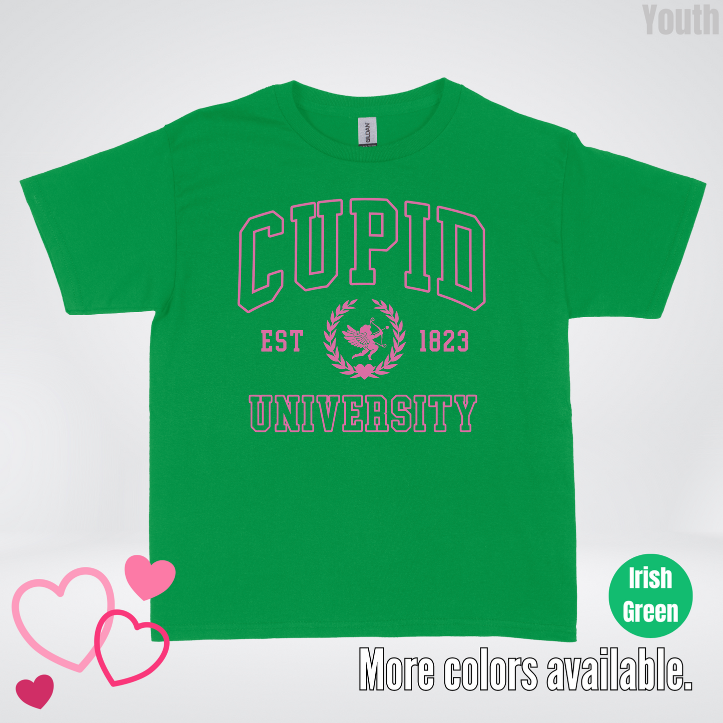 Cupid University Est 1823 Bright Pink Design Youth T-Shirt