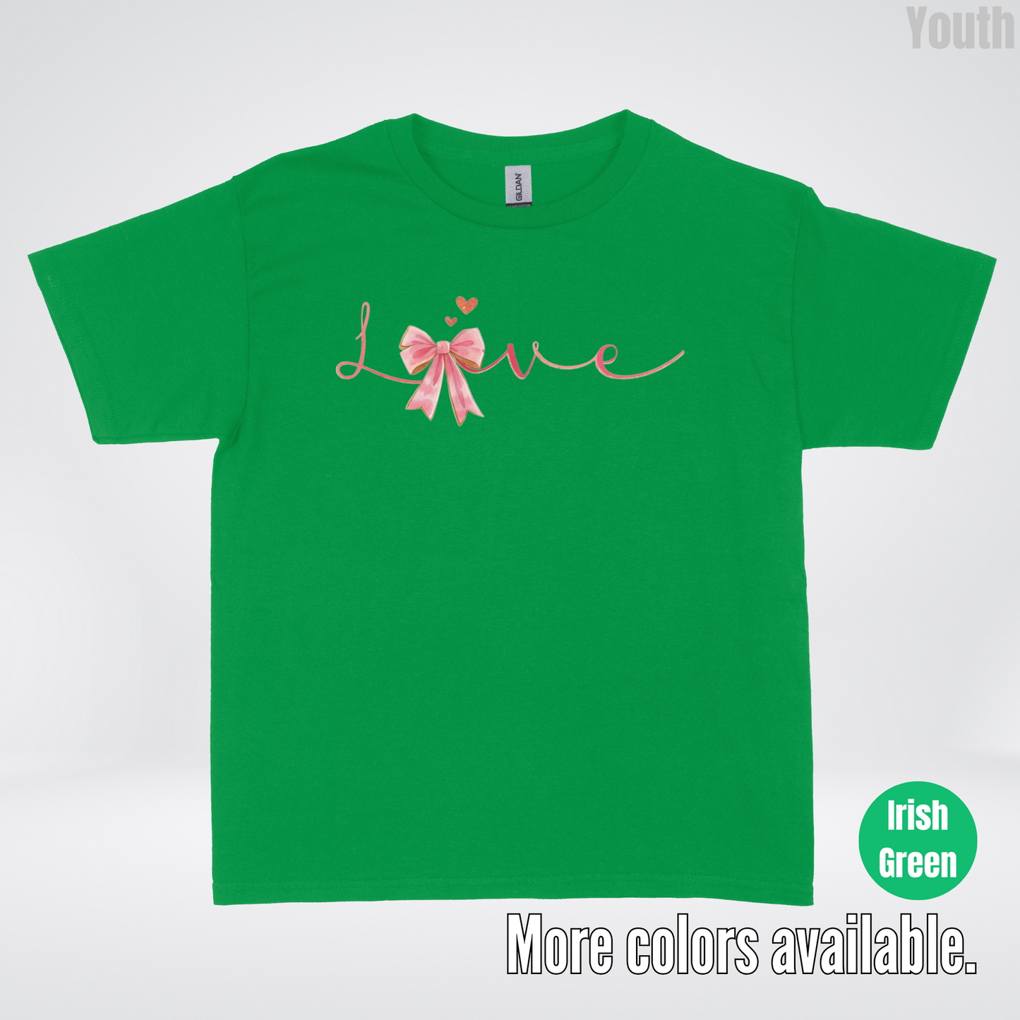 Love Pink Watercolor Coquette Bow Youth T-Shirt