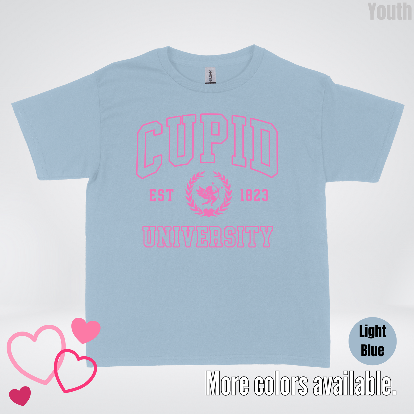 Cupid University Est 1823 Bright Pink Design Youth T-Shirt