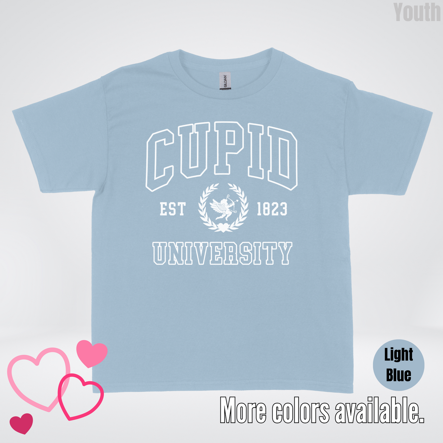 Cupid University Est 1823 White Design Youth T-Shirt