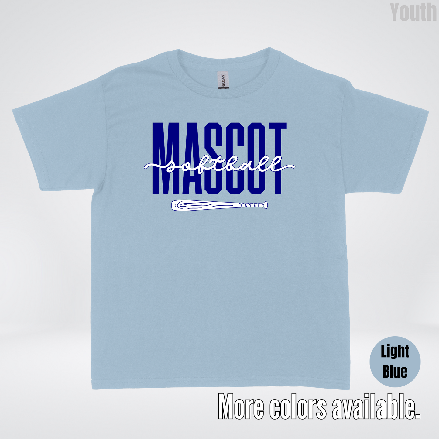 Custom Mascot – Navy - Softball Design 27 Youth T-Shirt