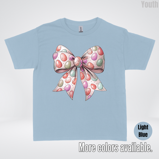 Easter Eggs Coquette Bow Youth T-Shirt