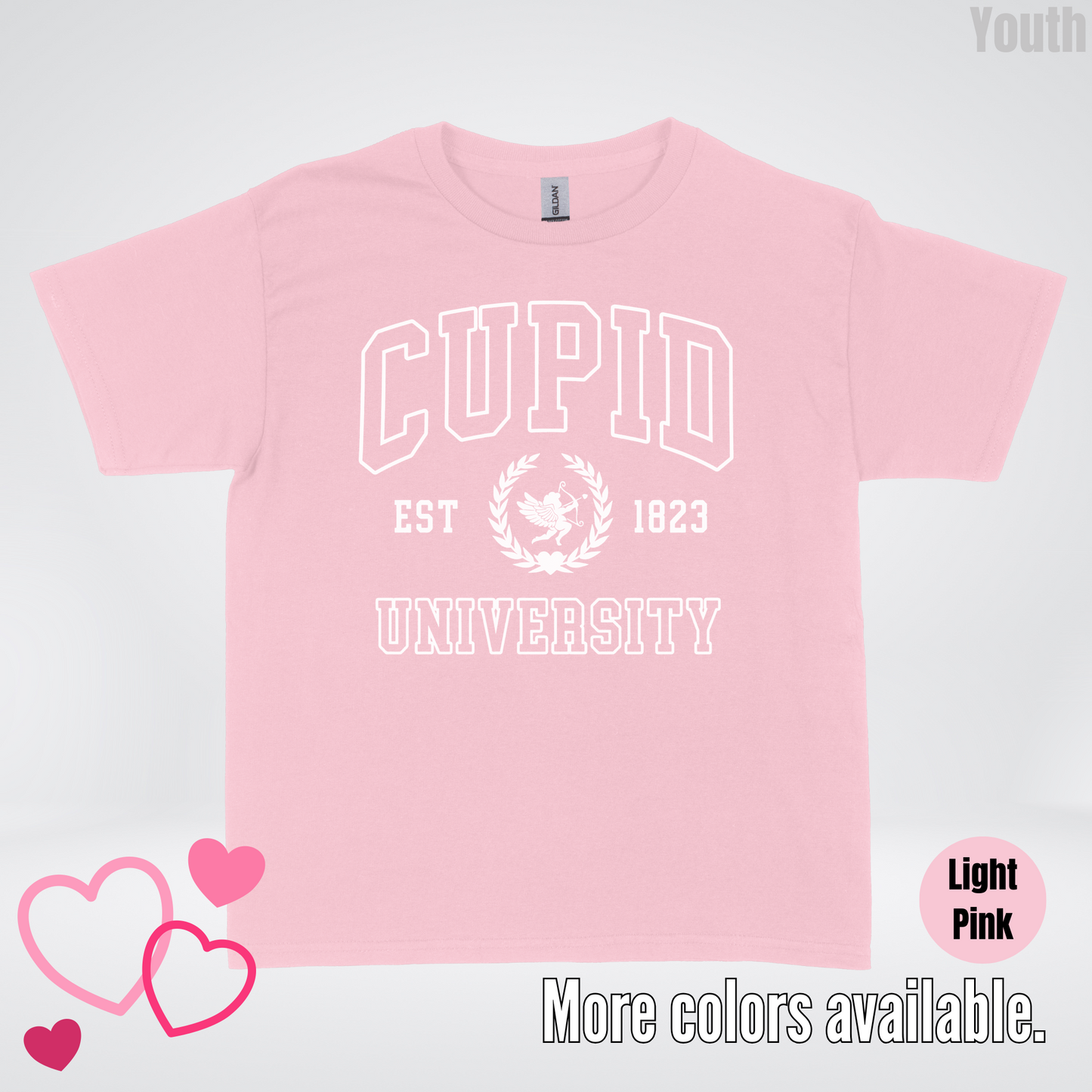 Cupid University Est 1823 White Design Youth T-Shirt