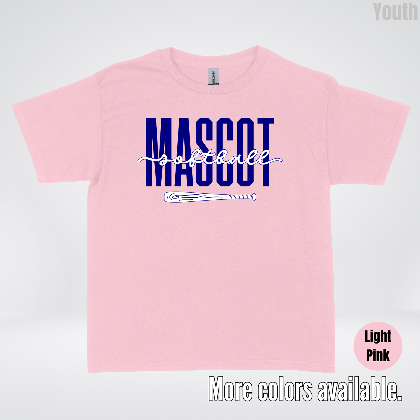 Custom Mascot – Navy - Softball Design 27 Youth T-Shirt