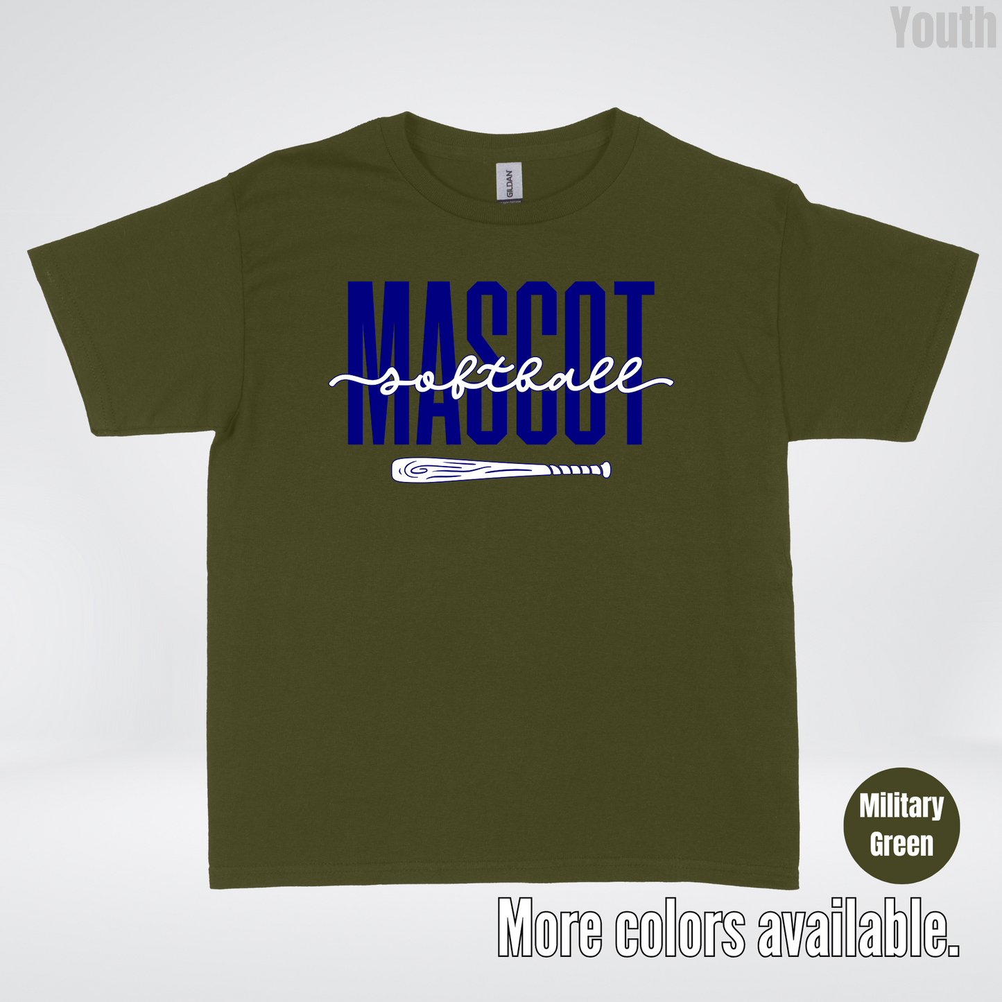 Custom Mascot – Navy - Softball Design 27 Youth T-Shirt