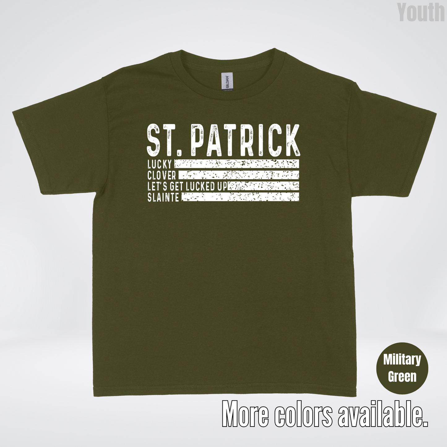Lucky Clover Let's Get Lucked Up Slainte - White Design – Saint Patrick's Day Youth T-Shirt