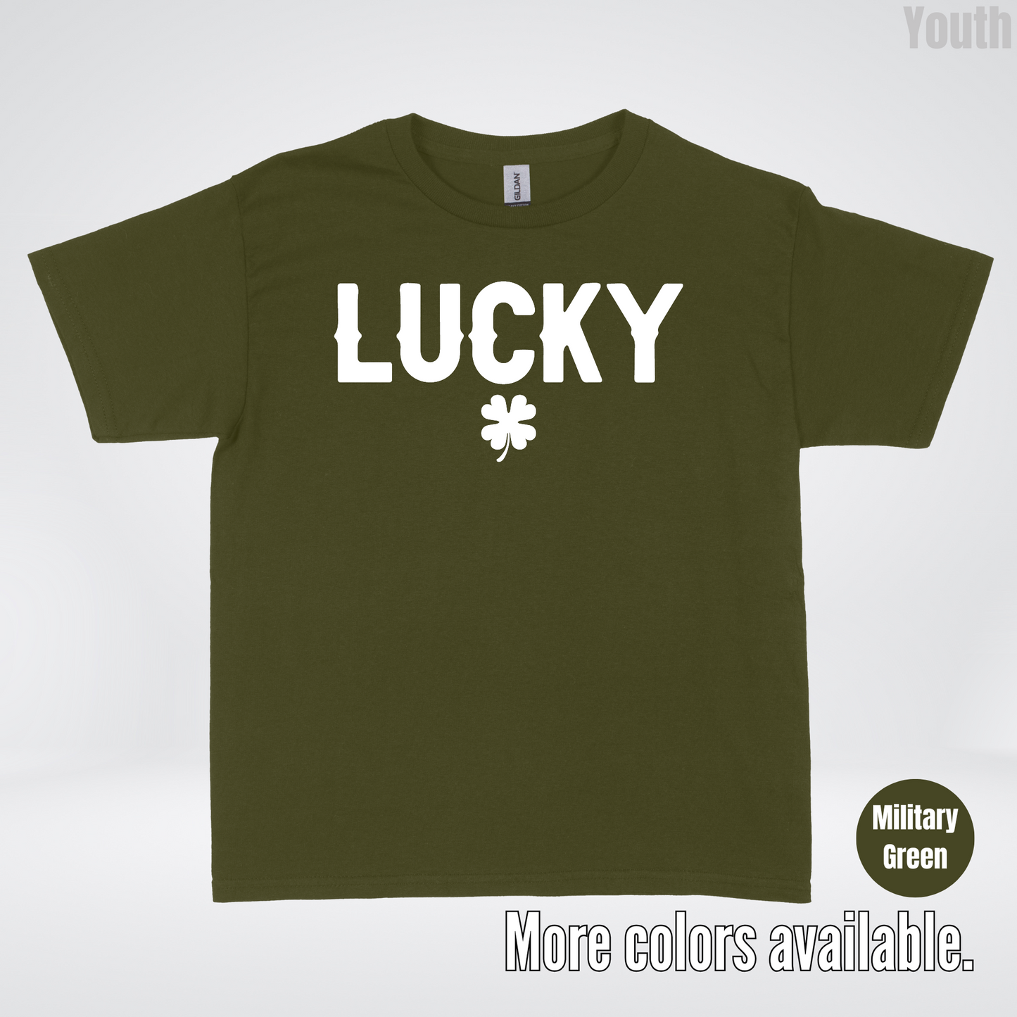 Lucky & Four Leaf Clover - White Design - St. Patrick's Day Youth T-Shirt