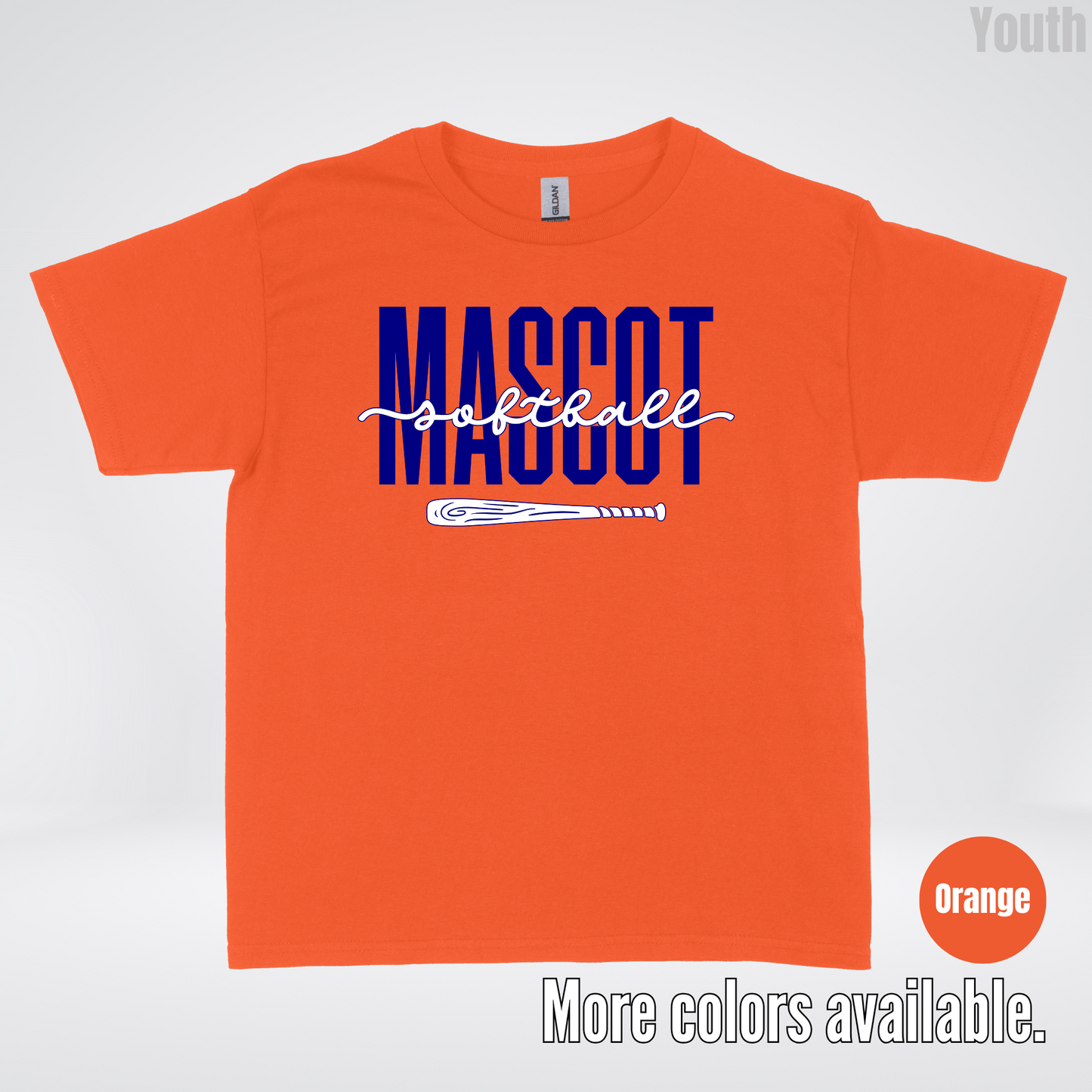 Custom Mascot – Navy - Softball Design 27 Youth T-Shirt