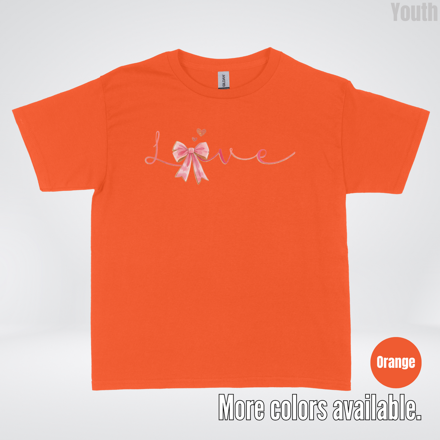 Love Pink Watercolor Coquette Bow Youth T-Shirt