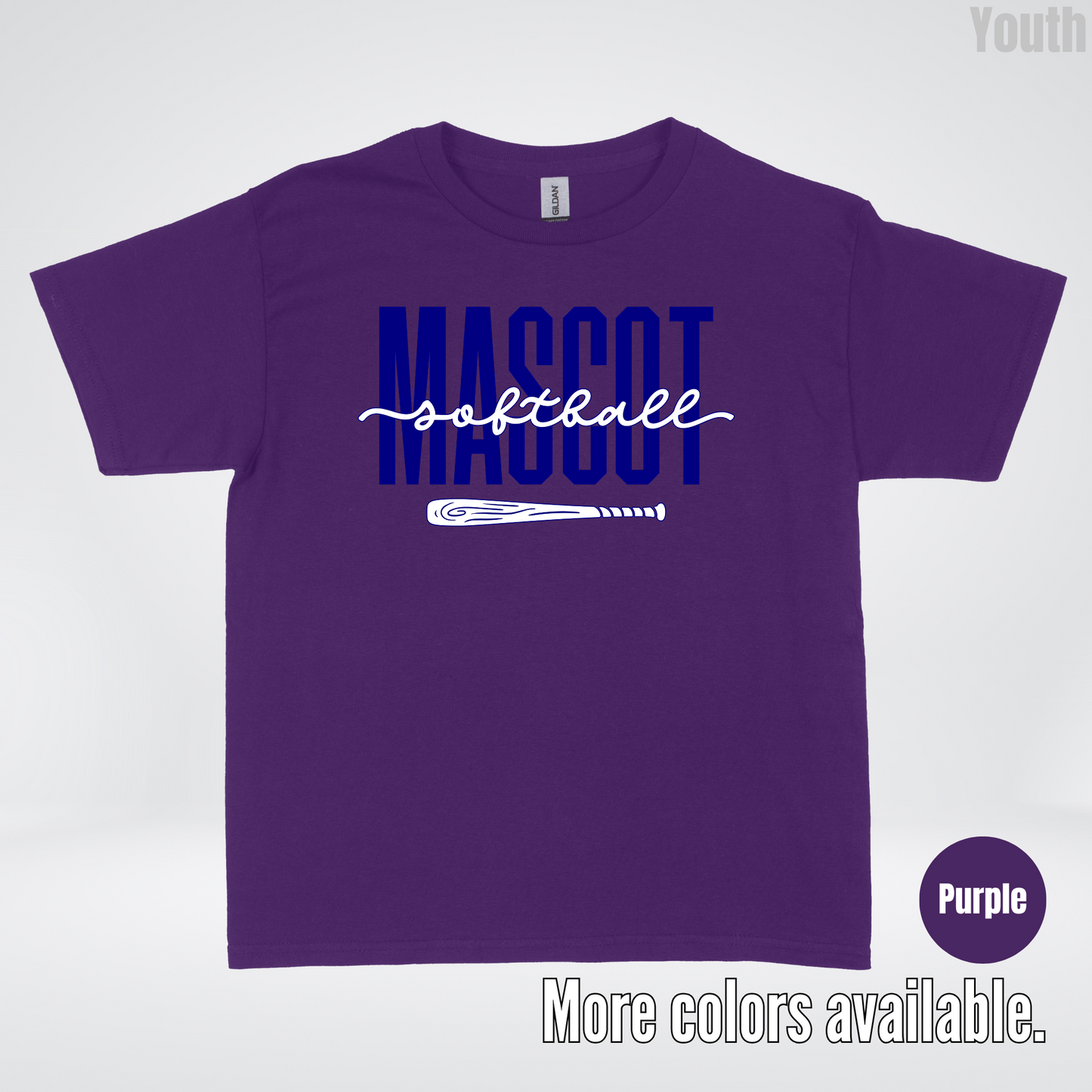Custom Mascot – Navy - Softball Design 27 Youth T-Shirt