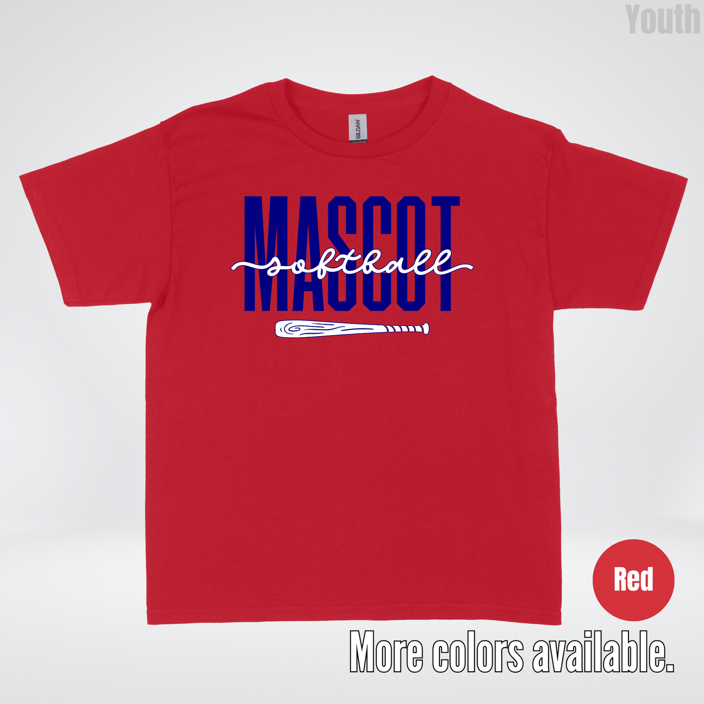Custom Mascot – Navy - Softball Design 27 Youth T-Shirt