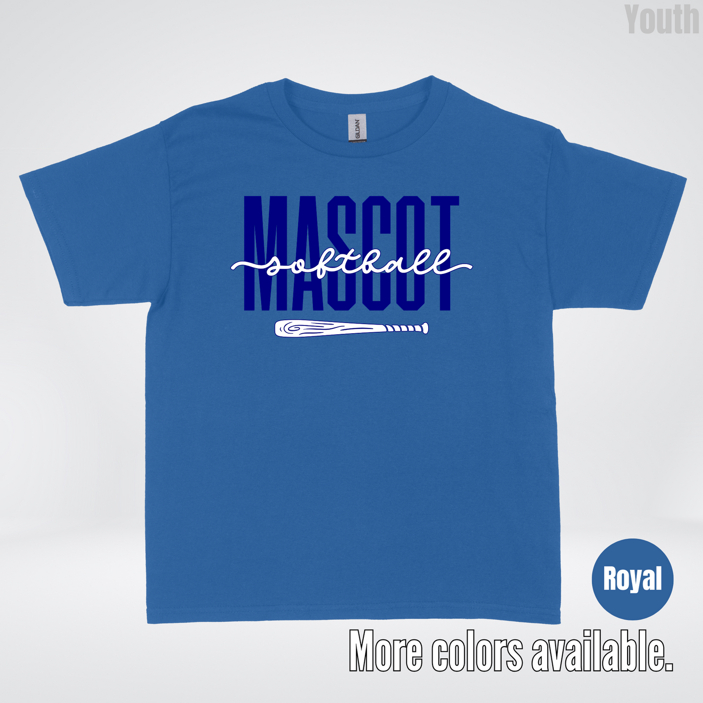 Custom Mascot – Navy - Softball Design 27 Youth T-Shirt