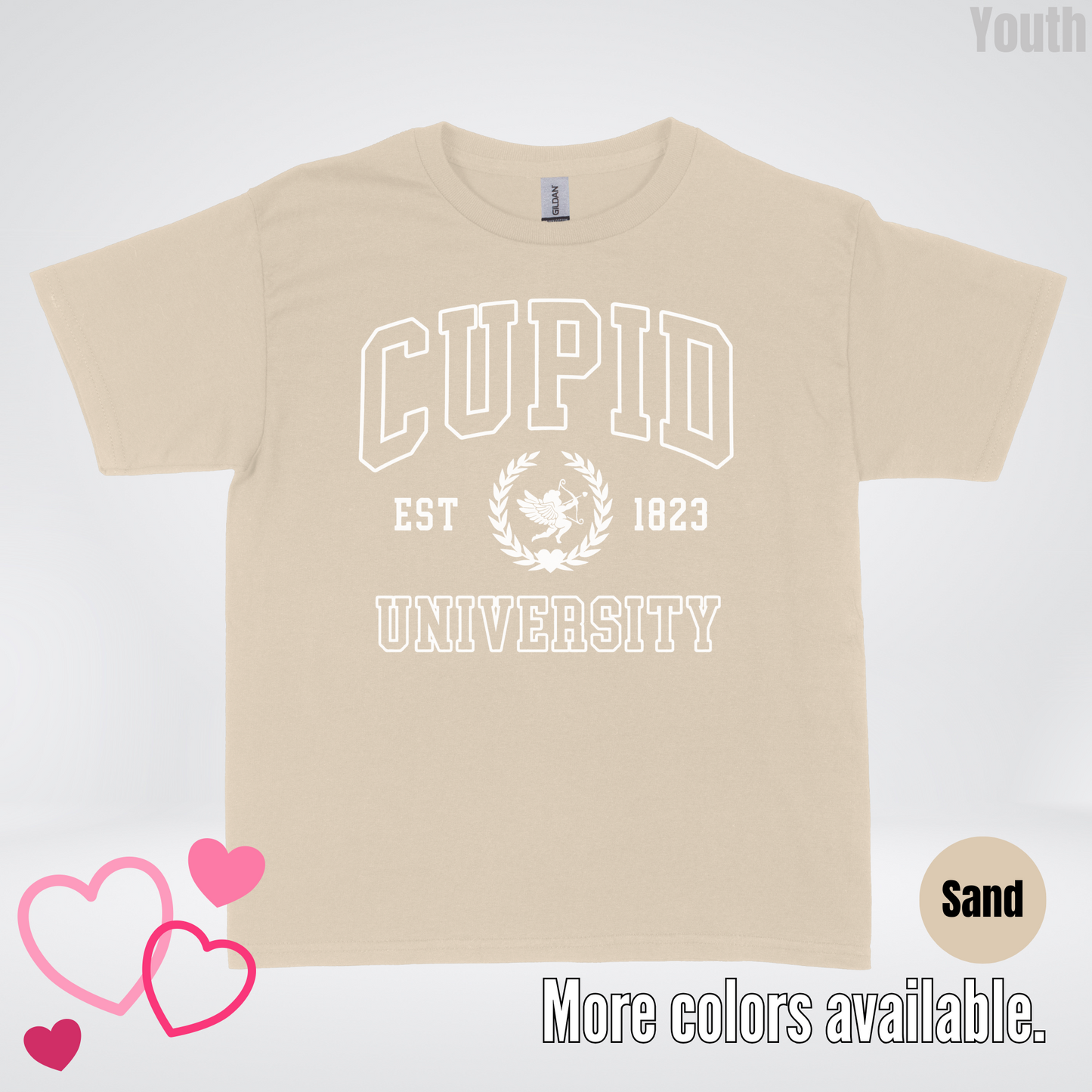 Cupid University Est 1823 White Design Youth T-Shirt