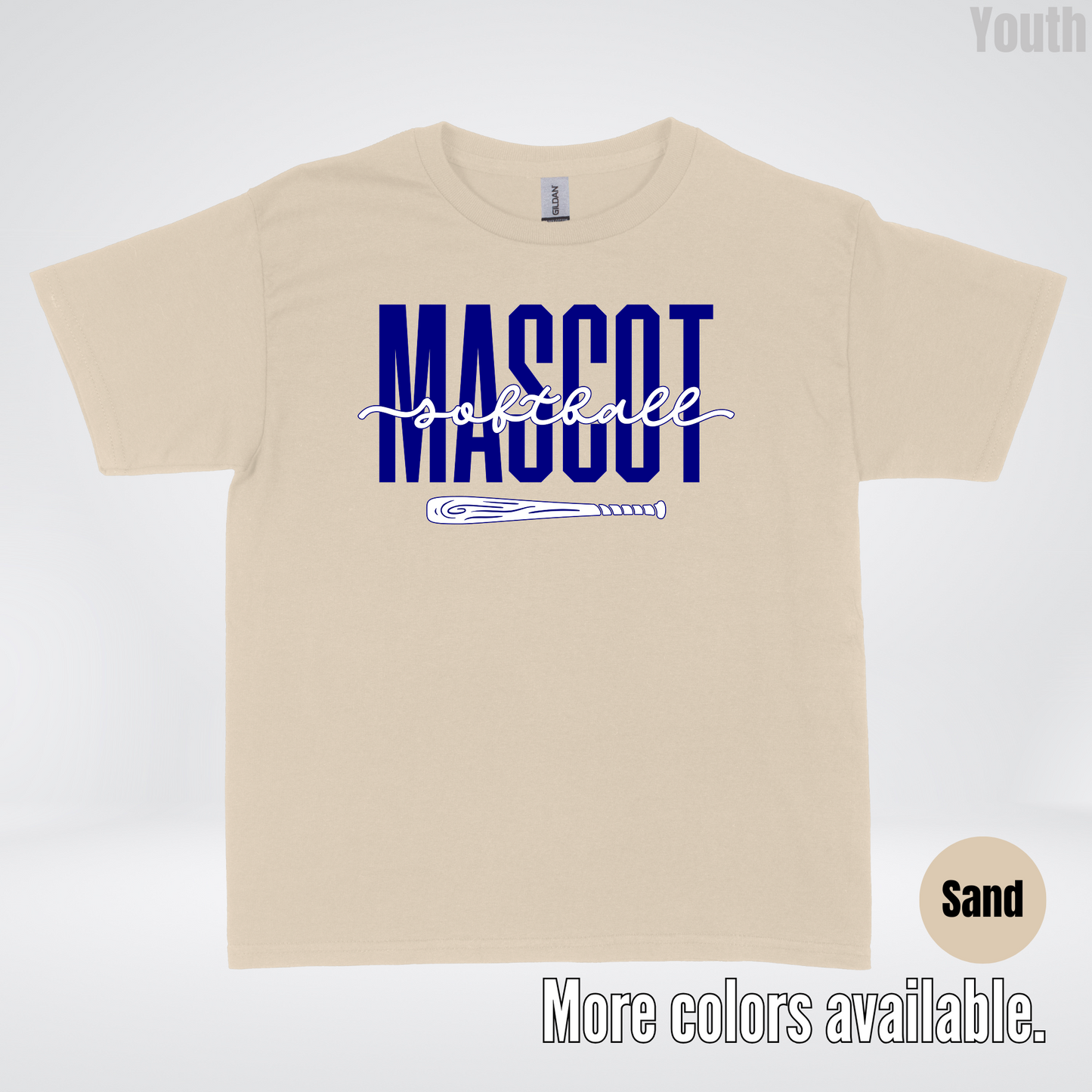 Custom Mascot – Navy - Softball Design 27 Youth T-Shirt