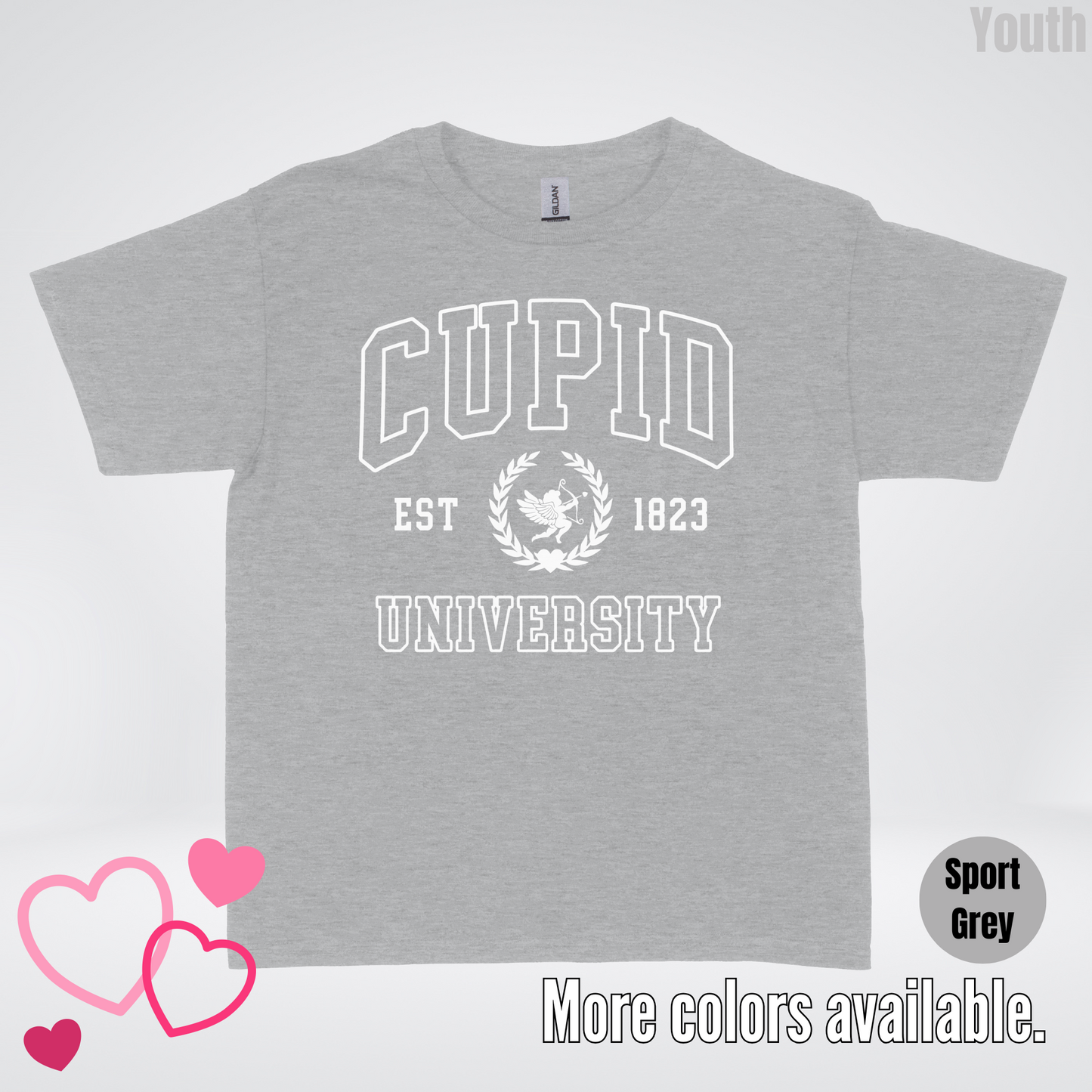 Cupid University Est 1823 White Design Youth T-Shirt