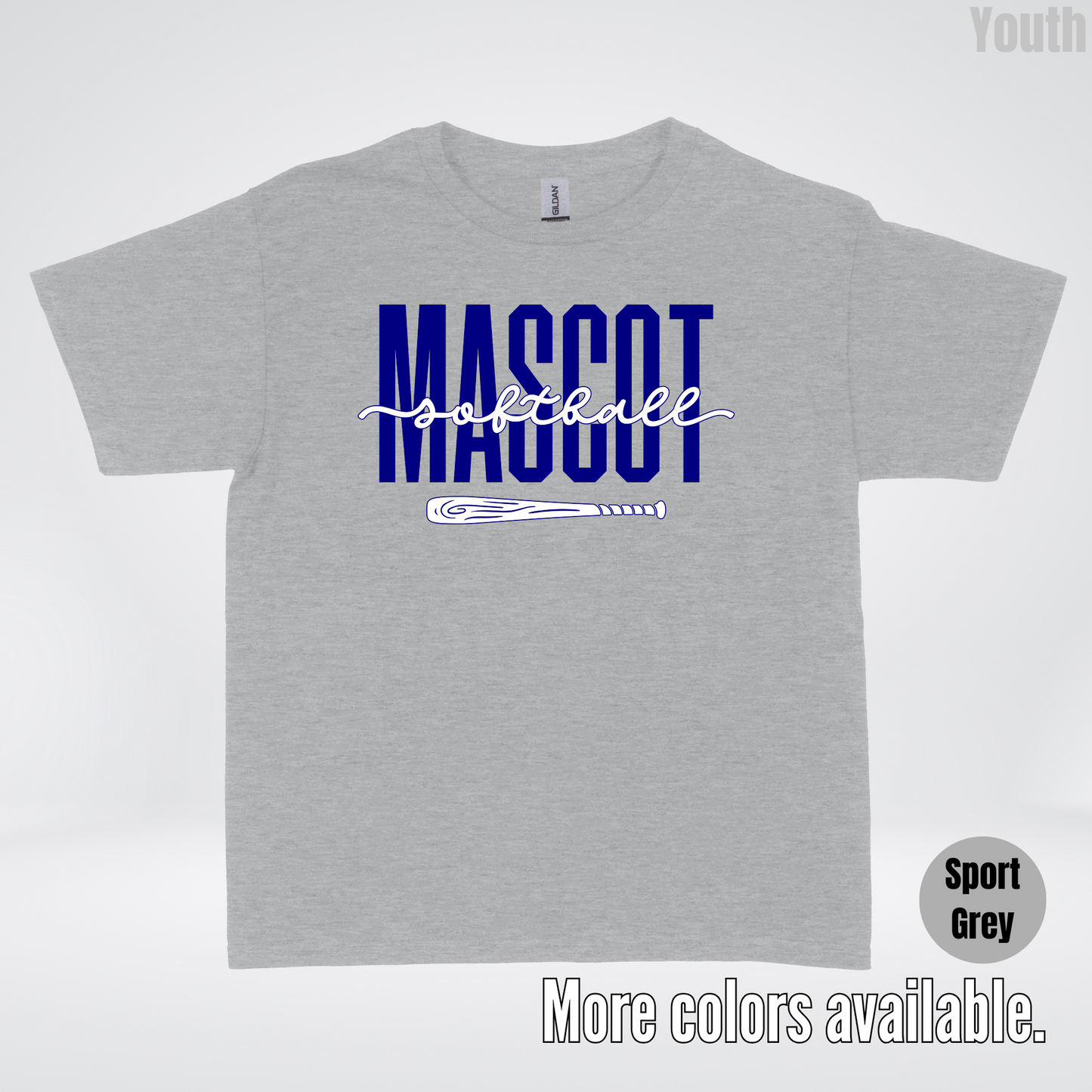 Custom Mascot – Navy - Softball Design 27 Youth T-Shirt