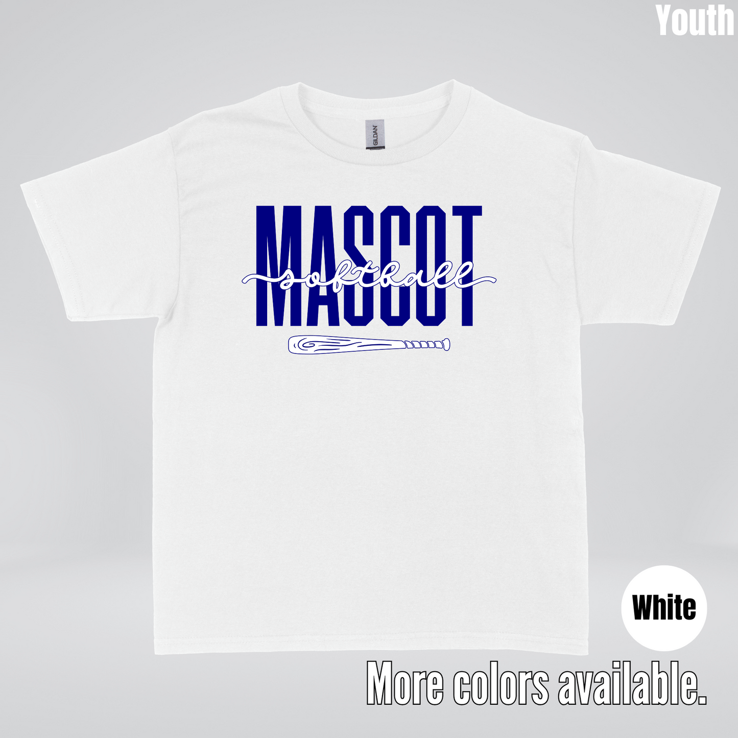 Custom Mascot – Navy - Softball Design 27 Youth T-Shirt