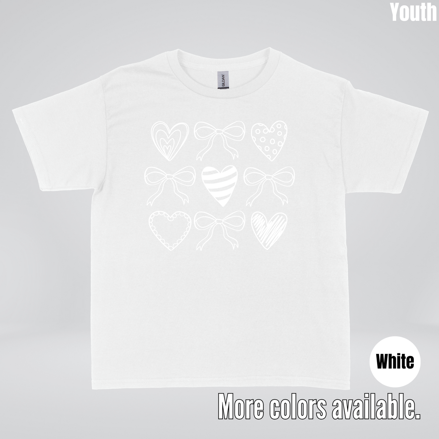 Doodle Coquette Hearts Youth T-Shirt