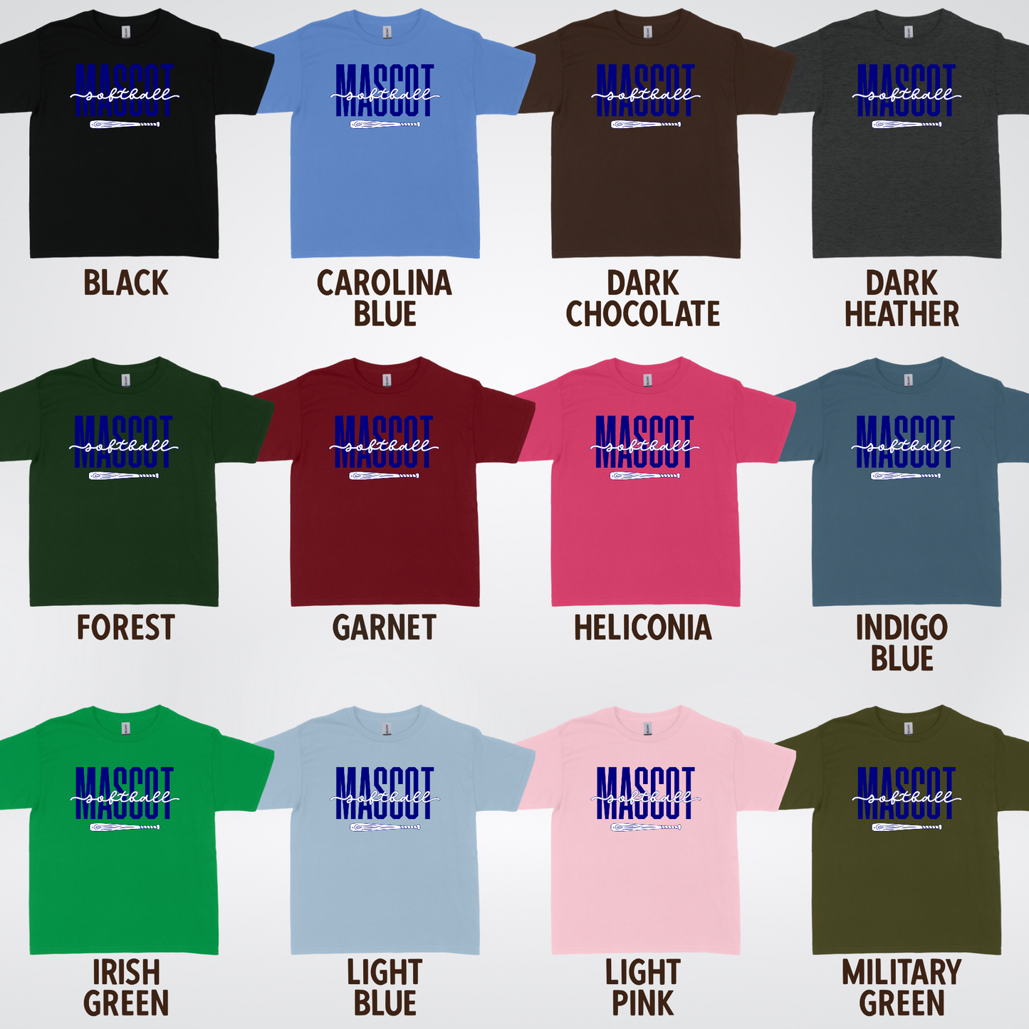 Custom Mascot – Navy - Softball Design 27 Youth T-Shirt