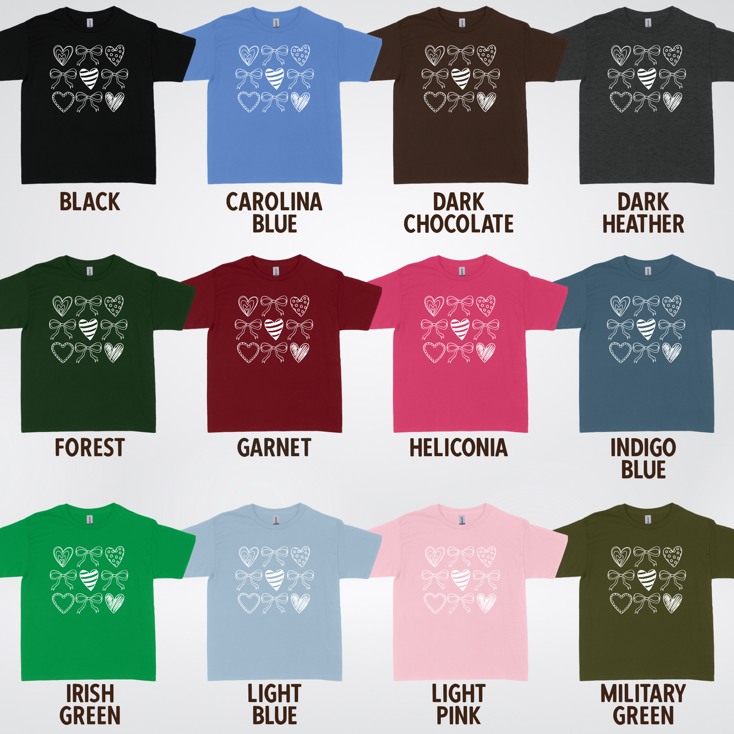 Doodle Coquette Hearts Youth T-Shirt