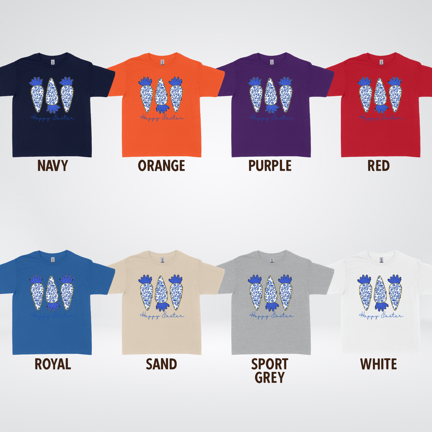 Blue Toile Chinoiserie Grandmillennial Happy Easter And Carrots Youth T-Shirt