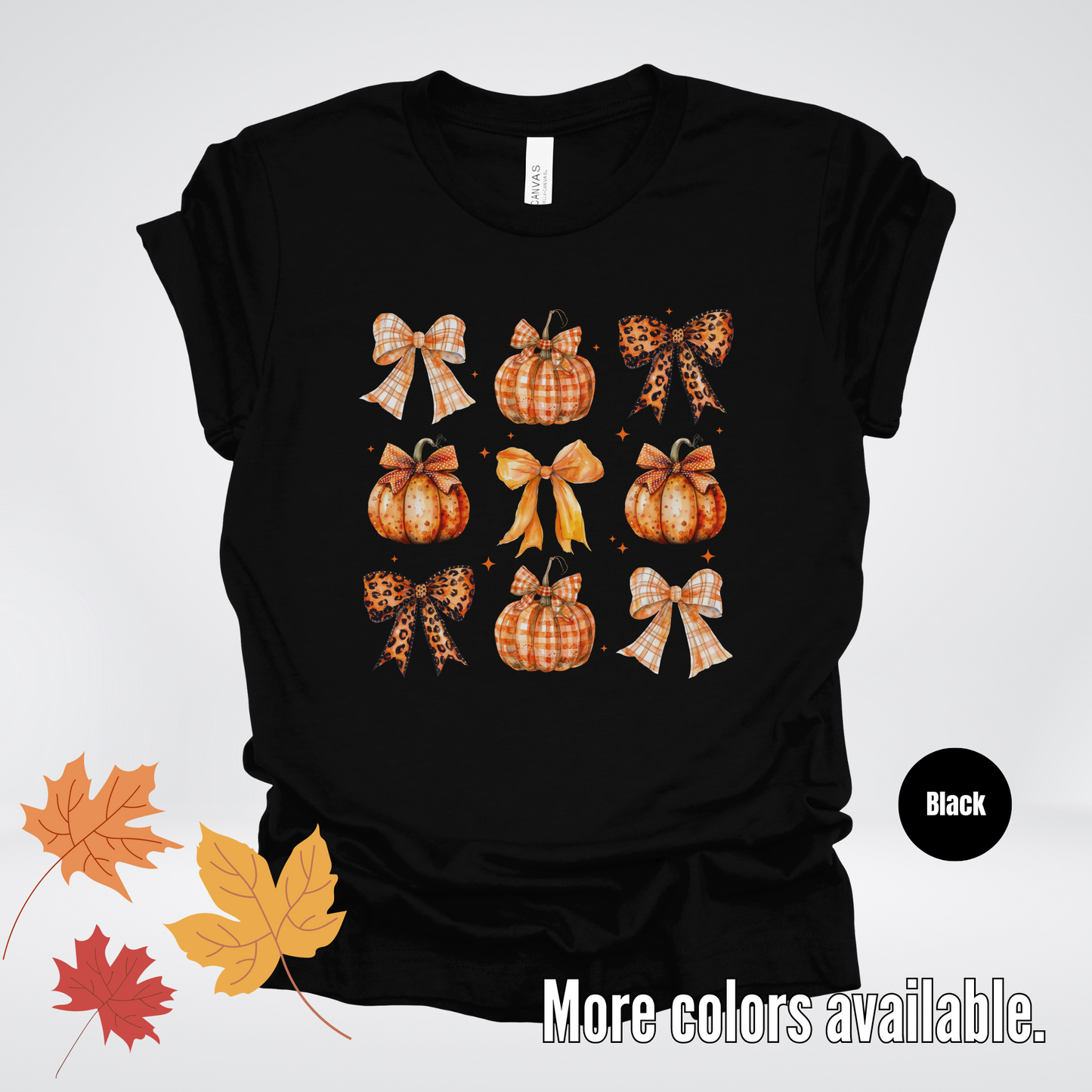 Fall Coquette Leopard Print and Flannel Bows And Pumpkins T-Shirt