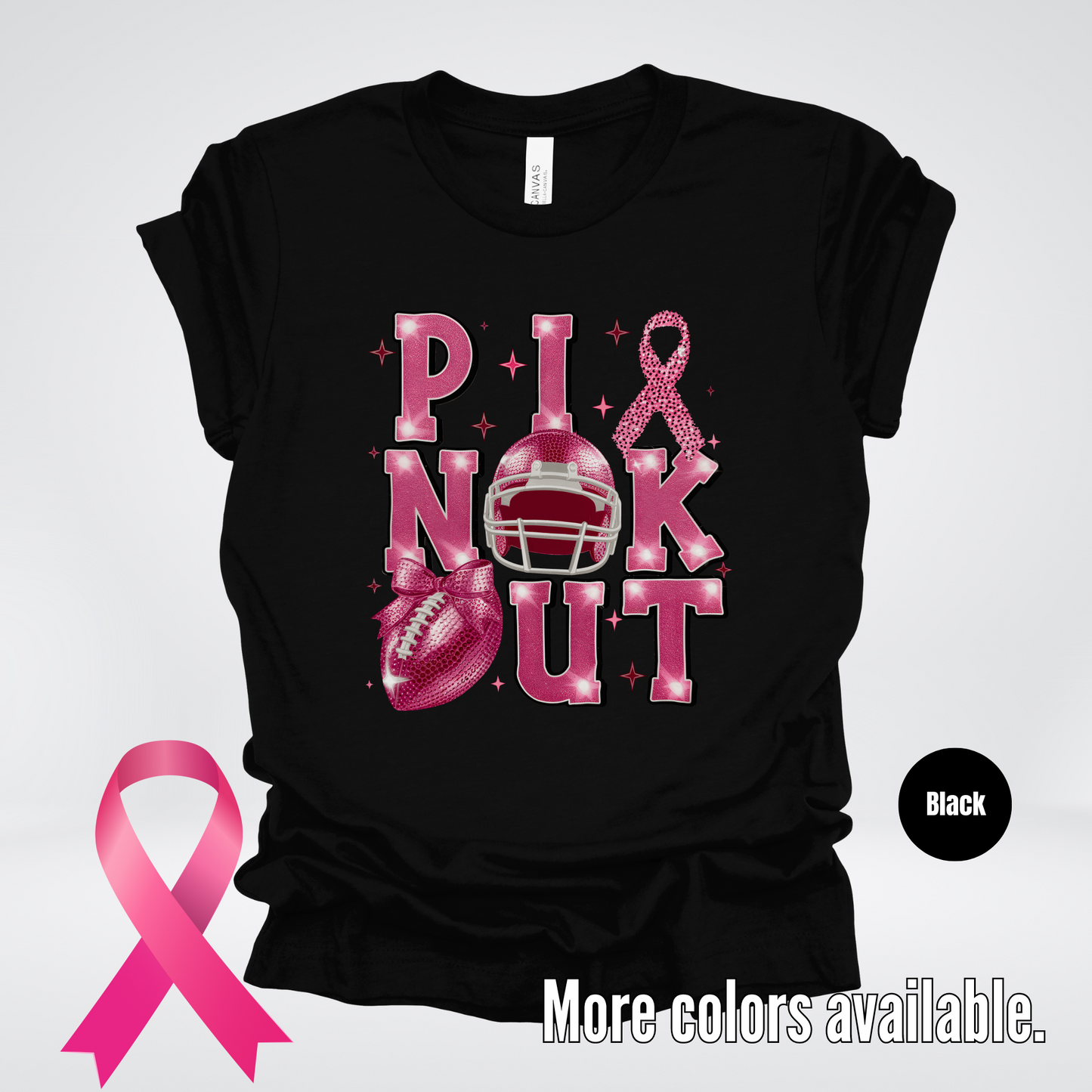 Pink Out Football Coquette Glitter Helmet T-Shirt