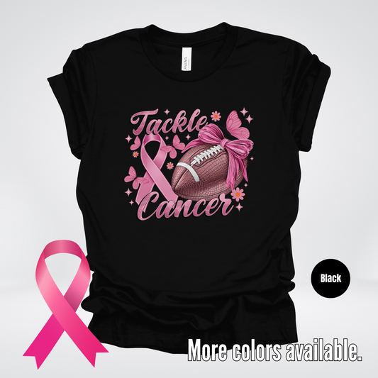 Tackle Cancer Coquette Football T-Shirt