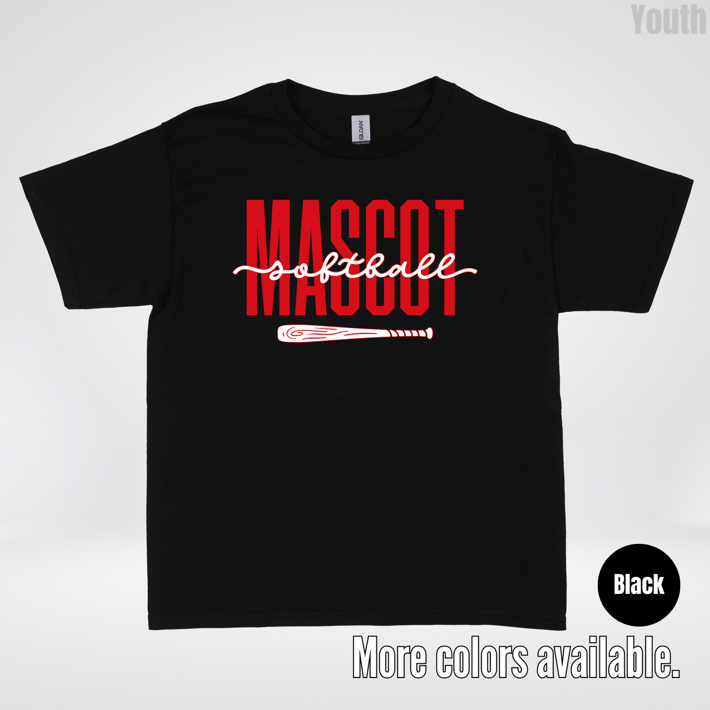 Custom Mascot – Red - Softball Design 28 Youth T-Shirt