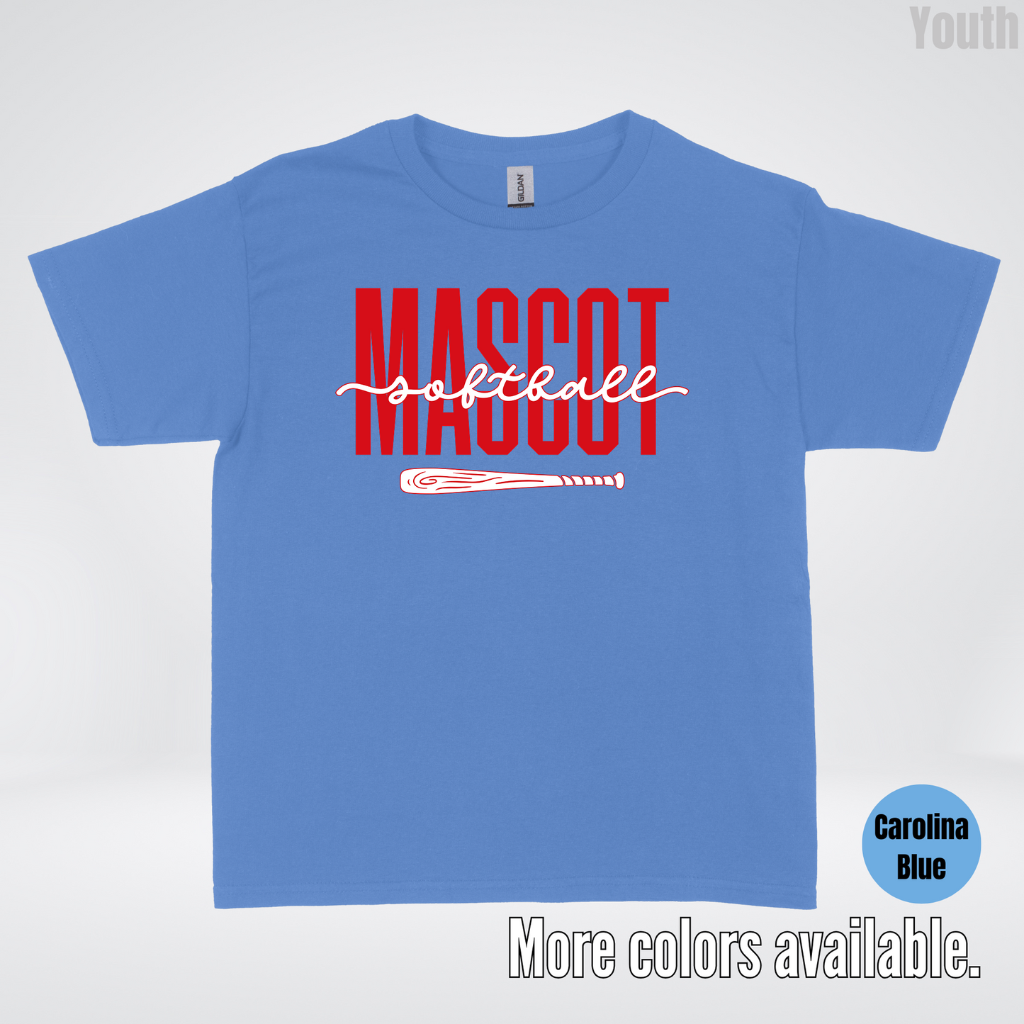 Custom Mascot – Red - Softball Design 28 Youth T-Shirt