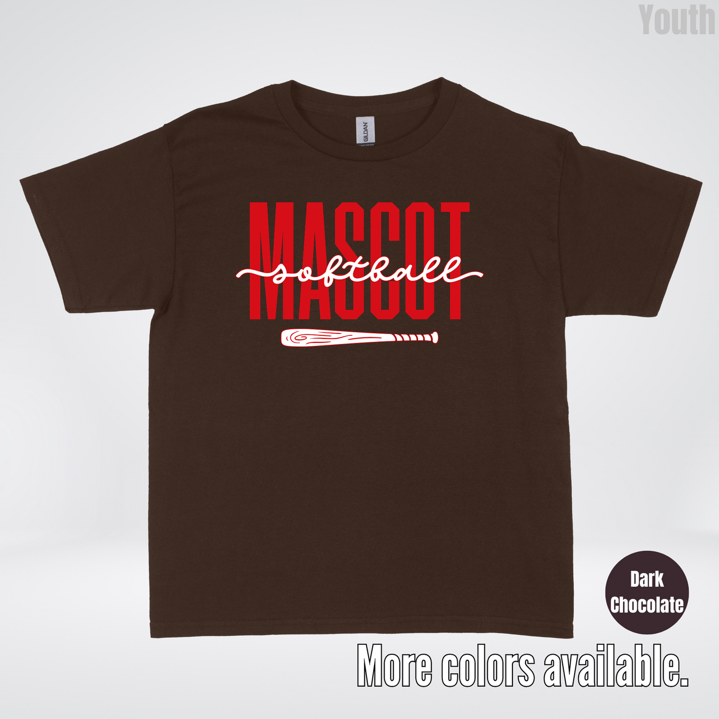 Custom Mascot – Red - Softball Design 28 Youth T-Shirt