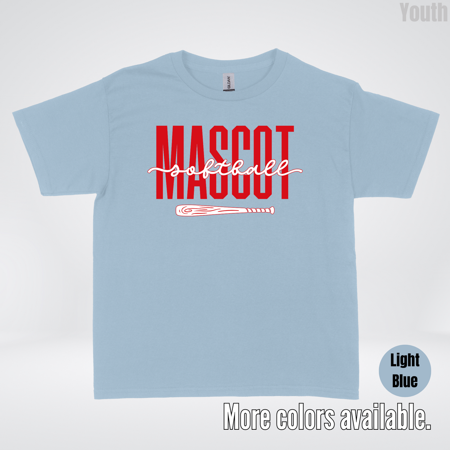 Custom Mascot – Red - Softball Design 28 Youth T-Shirt