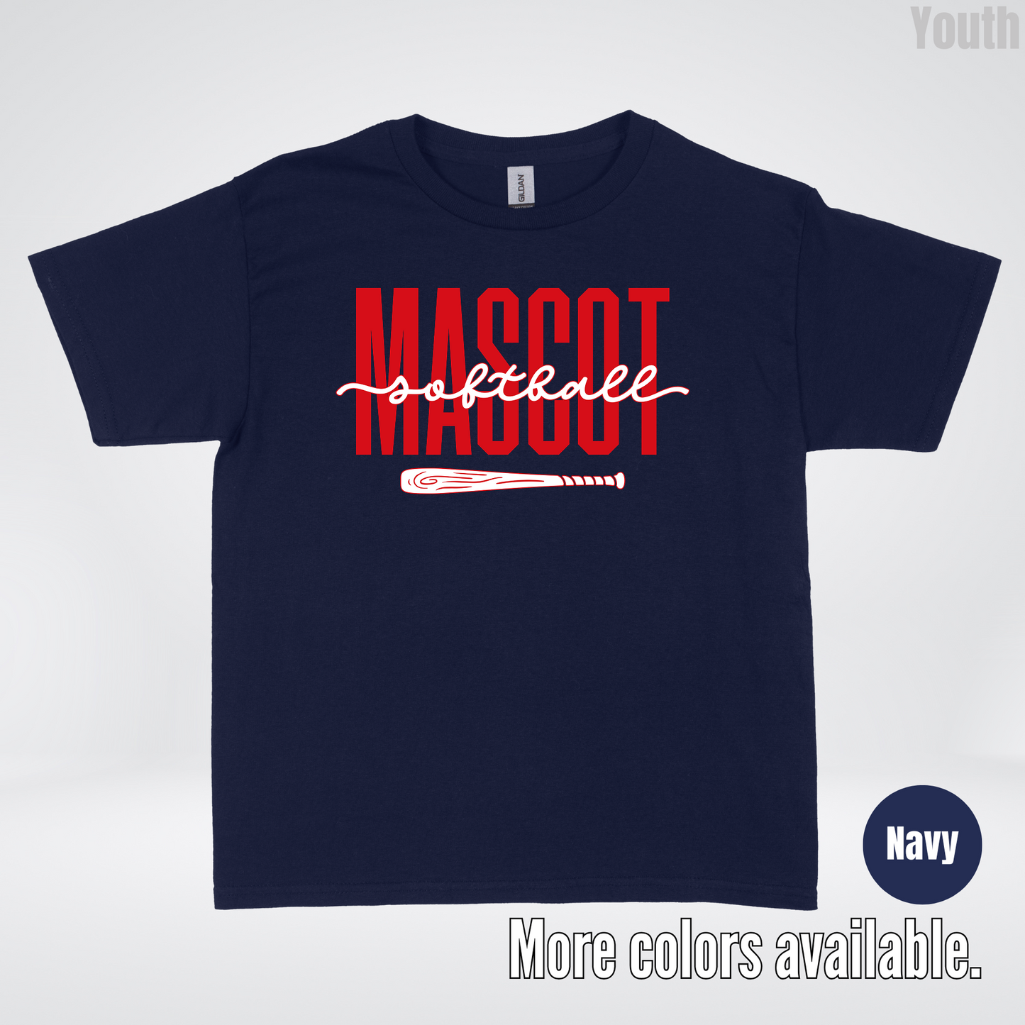 Custom Mascot – Red - Softball Design 28 Youth T-Shirt