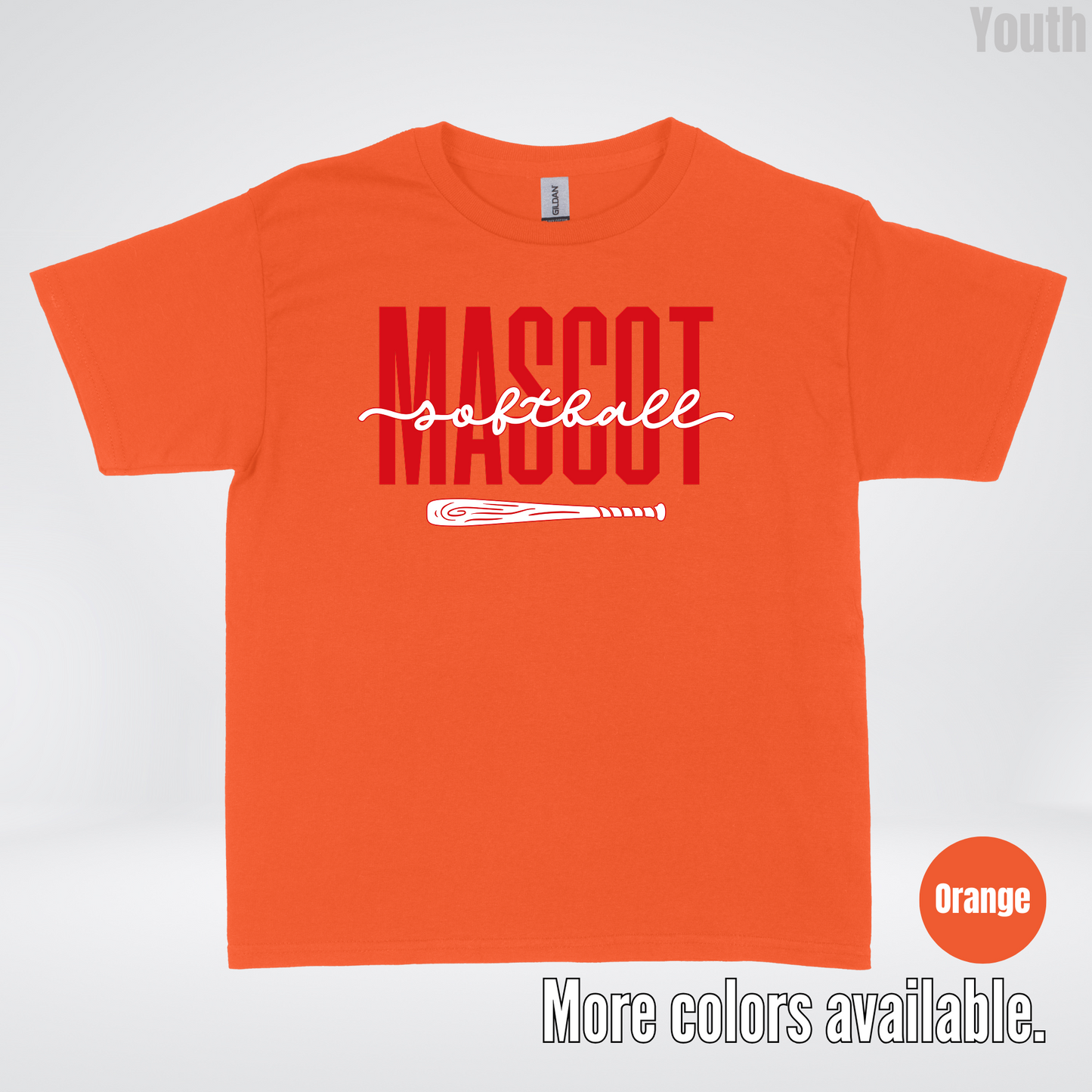 Custom Mascot – Red - Softball Design 28 Youth T-Shirt