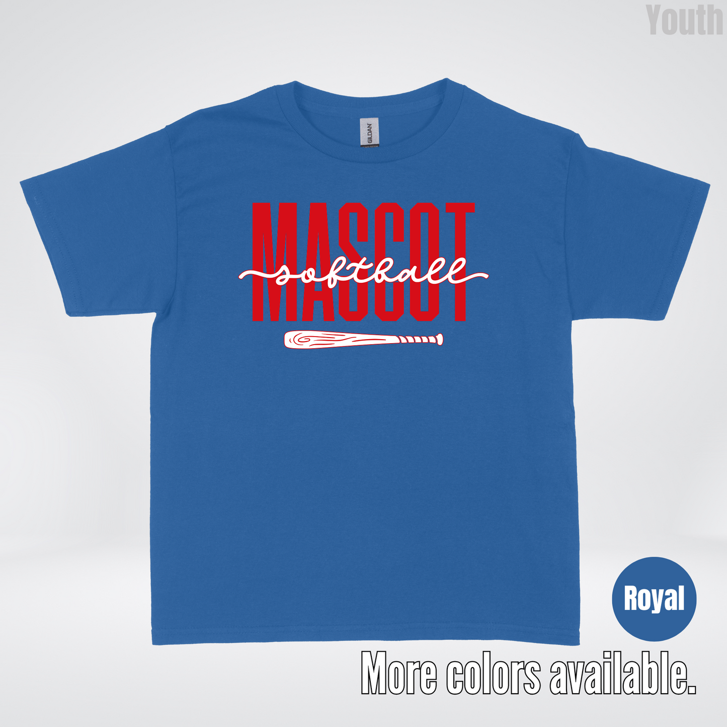 Custom Mascot – Red - Softball Design 28 Youth T-Shirt