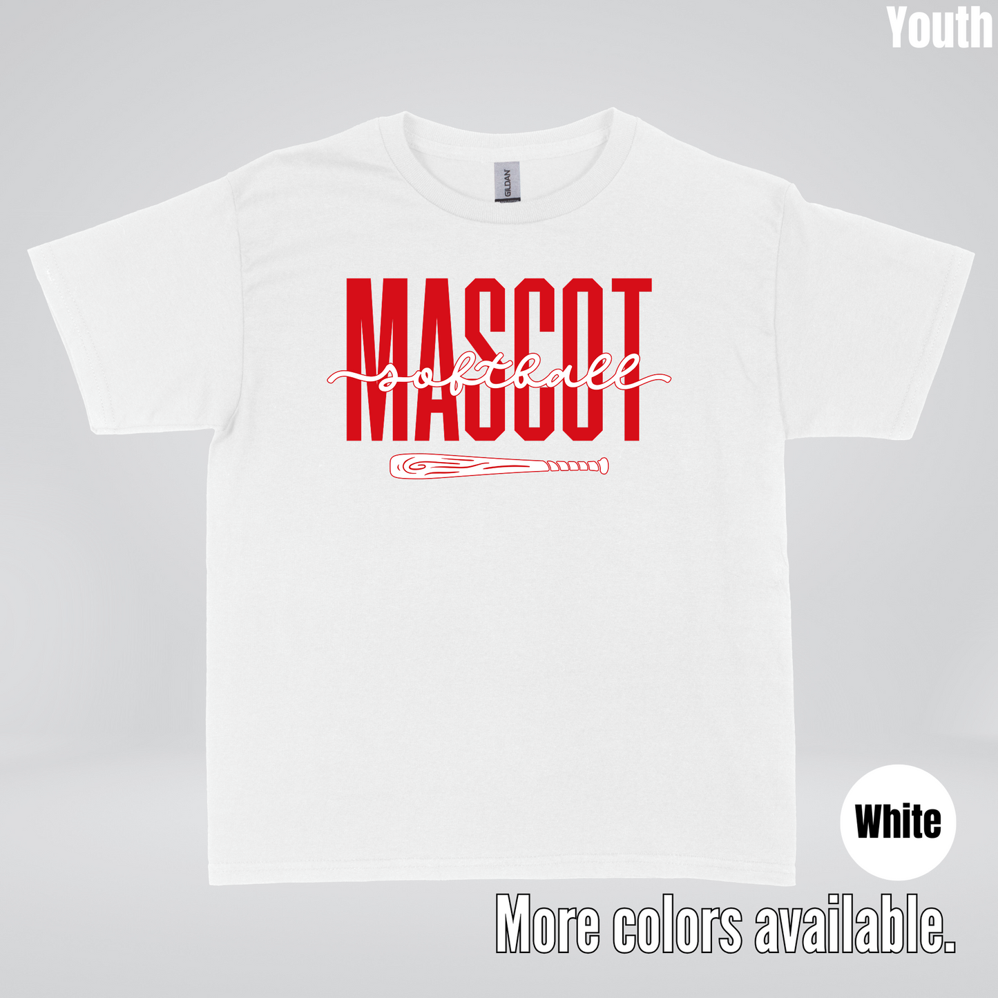 Custom Mascot – Red - Softball Design 28 Youth T-Shirt